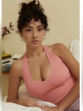 Urban Outfitters Hot Pink Ribbed Halter Tank Top